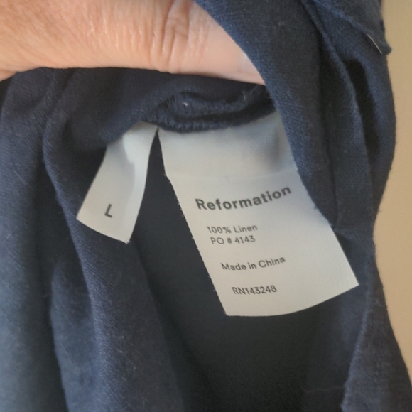 Reformation Elliot Navy Midi Dress with Tie Straps - Picture 6 of 6